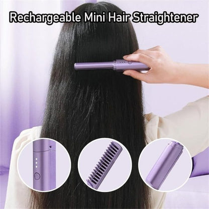 2-in-1 Wireless Hair Styling Brush, Straightener, Curler Comb