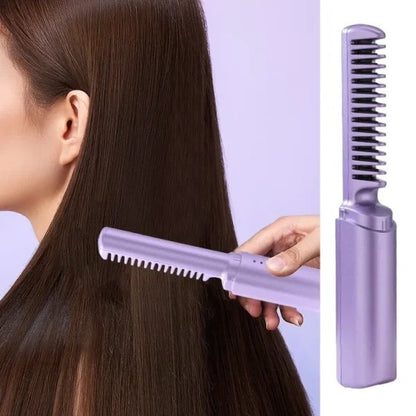 2-in-1 Wireless Hair Styling Brush, Straightener, Curler Comb