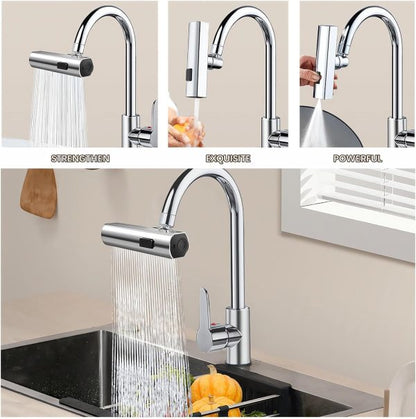 Multifunctional Waterfall Faucet 4-Mode Splash-Proof Sink Tap Adapter