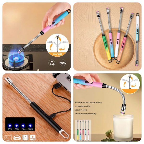 Arc USB Lighter | Windproof Flameless | LED Display | 360° Rotating Head