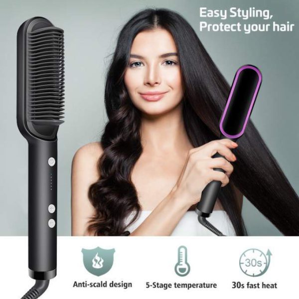HQT-909B Electric Hair Straightening Brush – Professional, Random Color