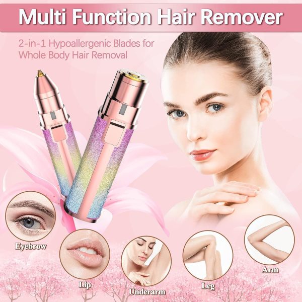 2-in-1 Electric Eyebrow & Facial Hair Remover Trimmer for Women, Rechargeable