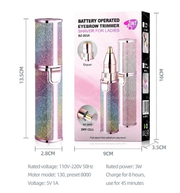 2-in-1 Electric Eyebrow & Facial Hair Remover Trimmer for Women, Rechargeable